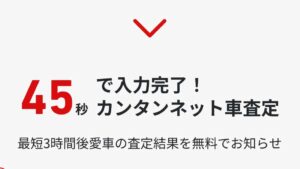 MOTA車買取に表示されている「45秒で入力完了！」と表示された画面