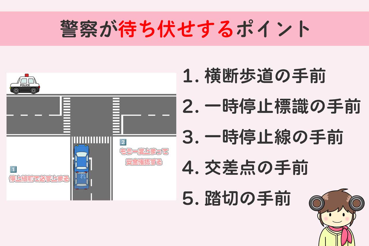 警察が一時停止違反の待ち伏せ！罰金と点数は？ムカつく取り締まりを避ける方法 | くるまりこちゃん
