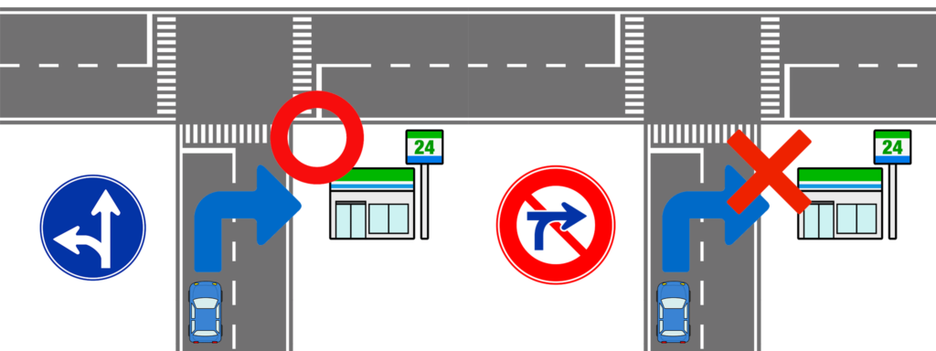 右折禁止と車両横断禁止の違い