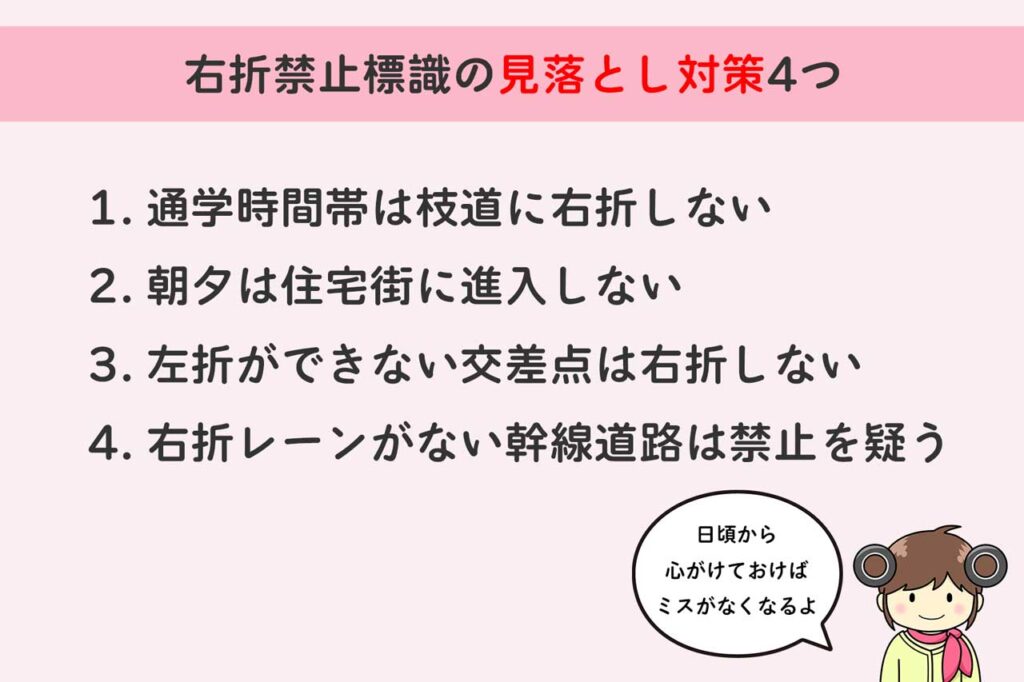 右折禁止標識の見落とし対策