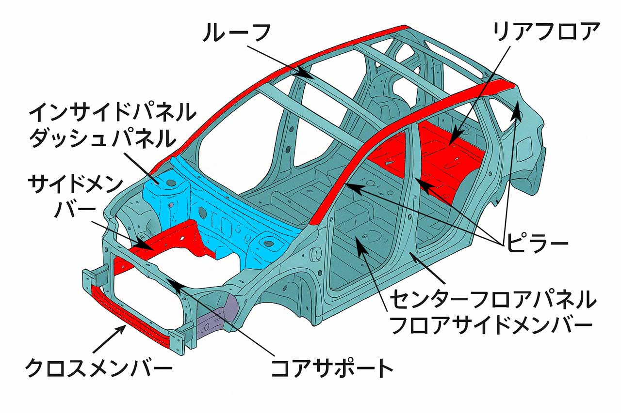 車の骨格部分を修理すると修復歴車となる
