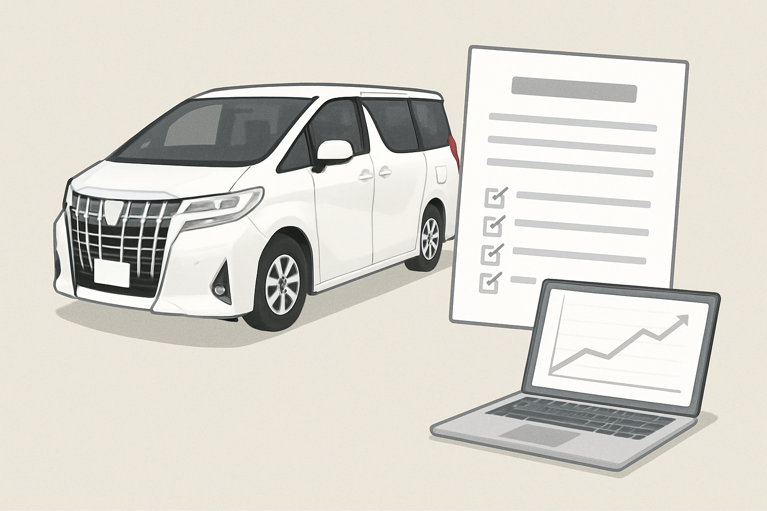 アルファードの車両と買取相場をイメージしたグラフィック