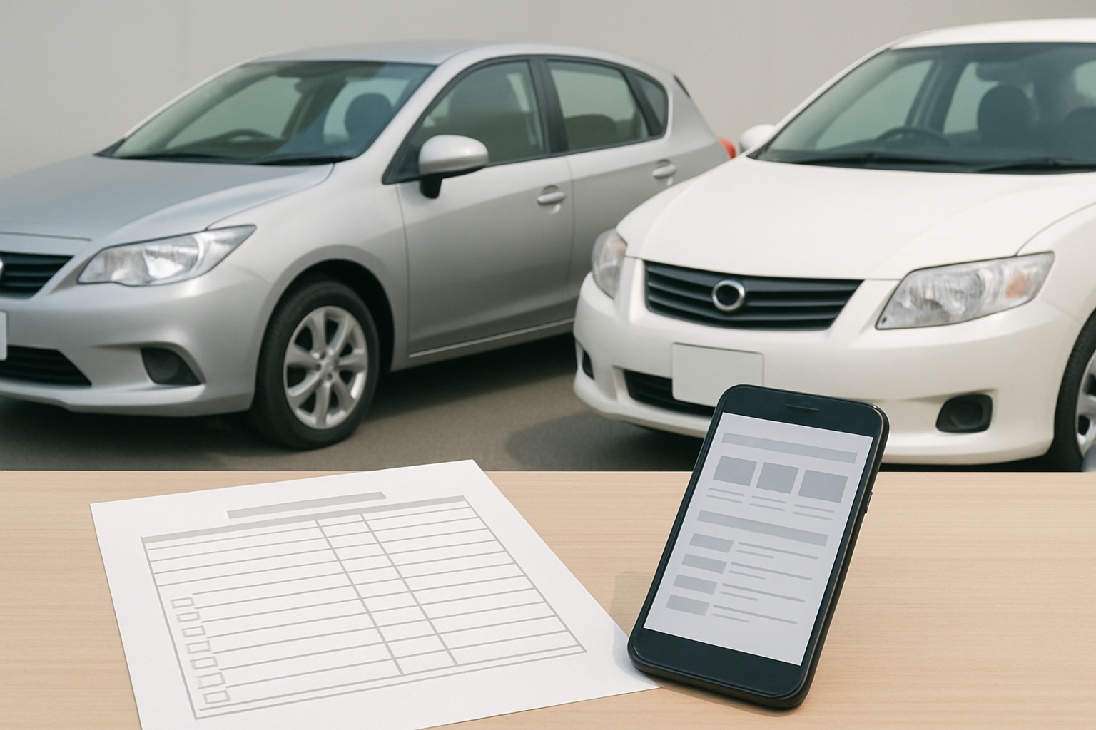 複数の車買取サイトの特徴を比較検討しているイメージ