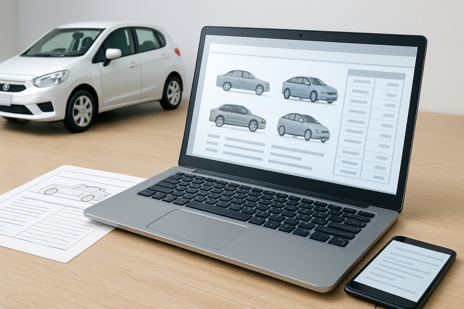パソコンと車のデータベースのイメージ