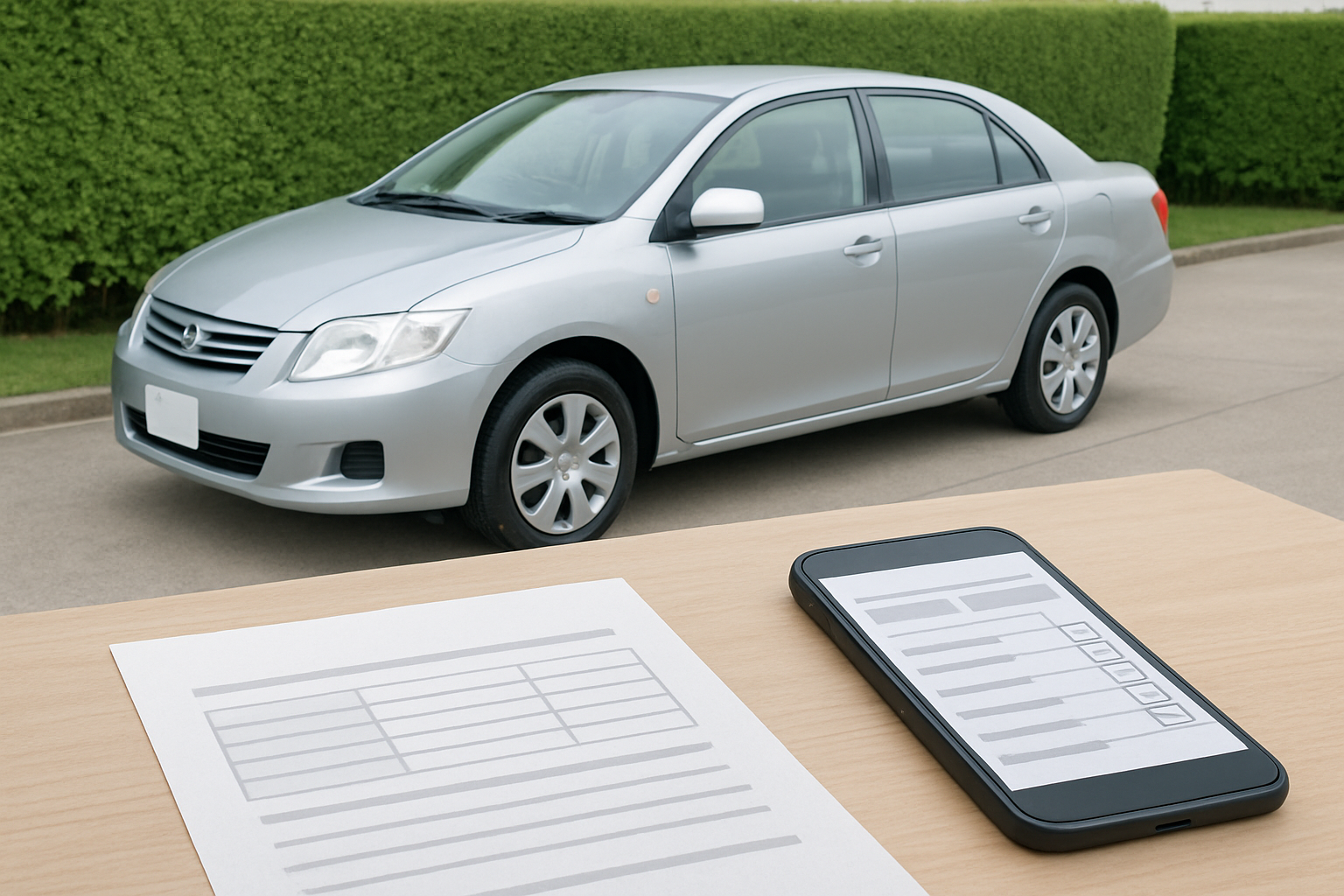 車一括査定をスマホで調べている様子