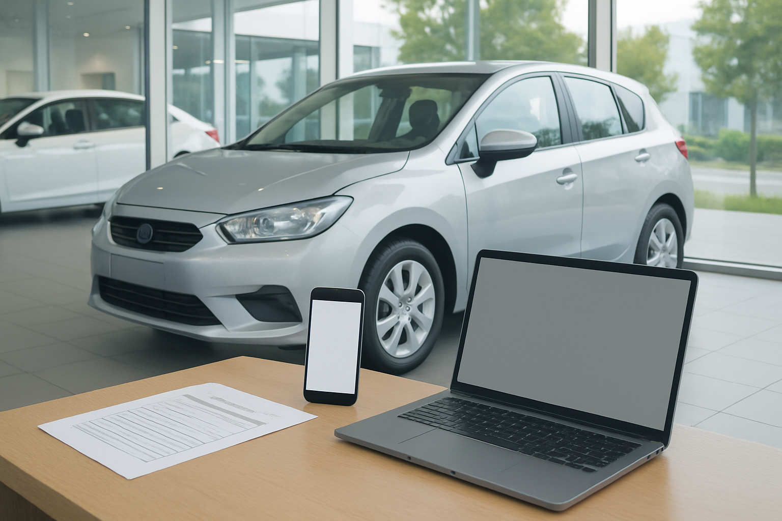 自動車のスピードメーターと青空が見えるフロントガラス