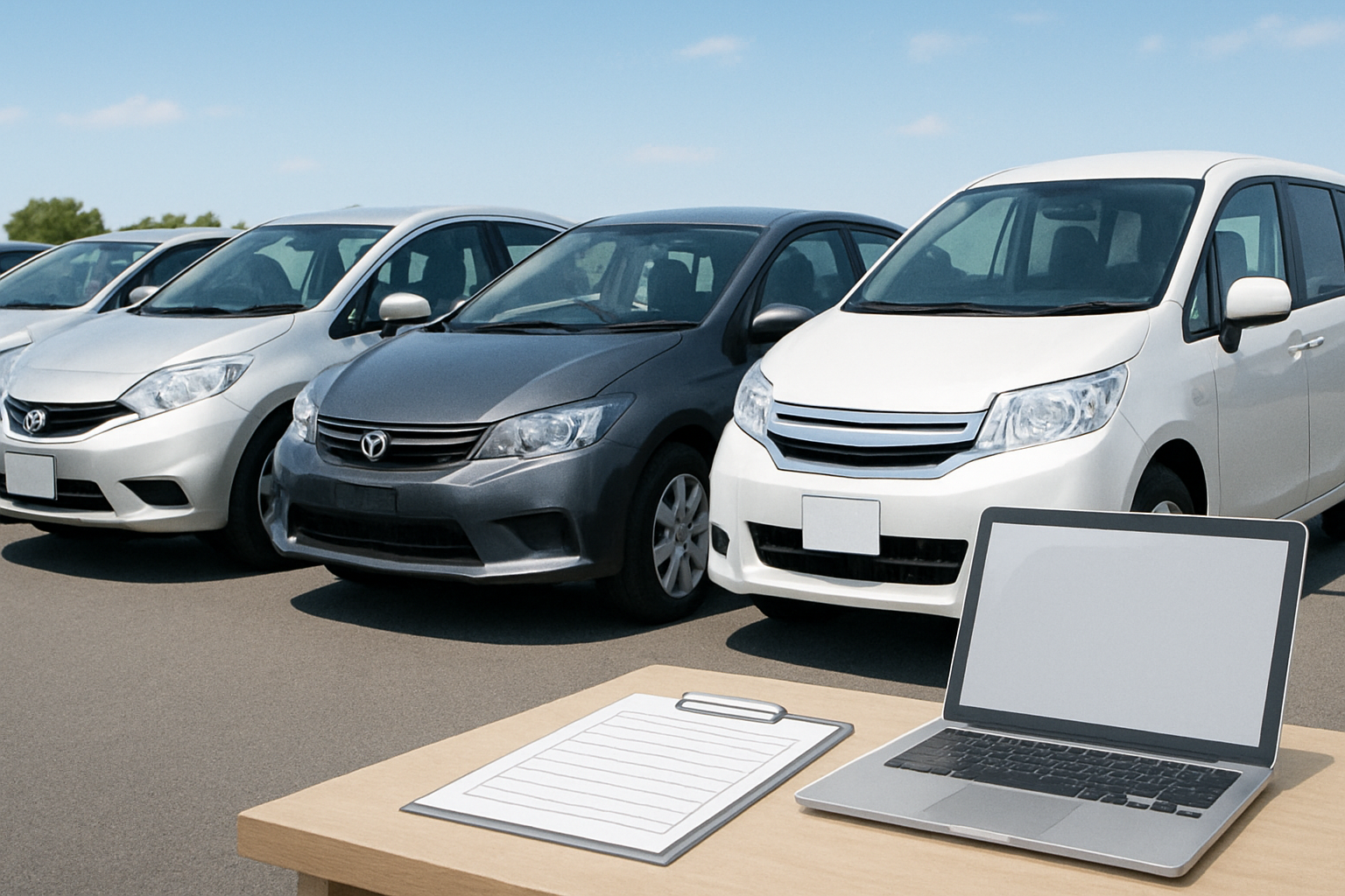 複数の車の査定額を比較している表とペンのイメージ