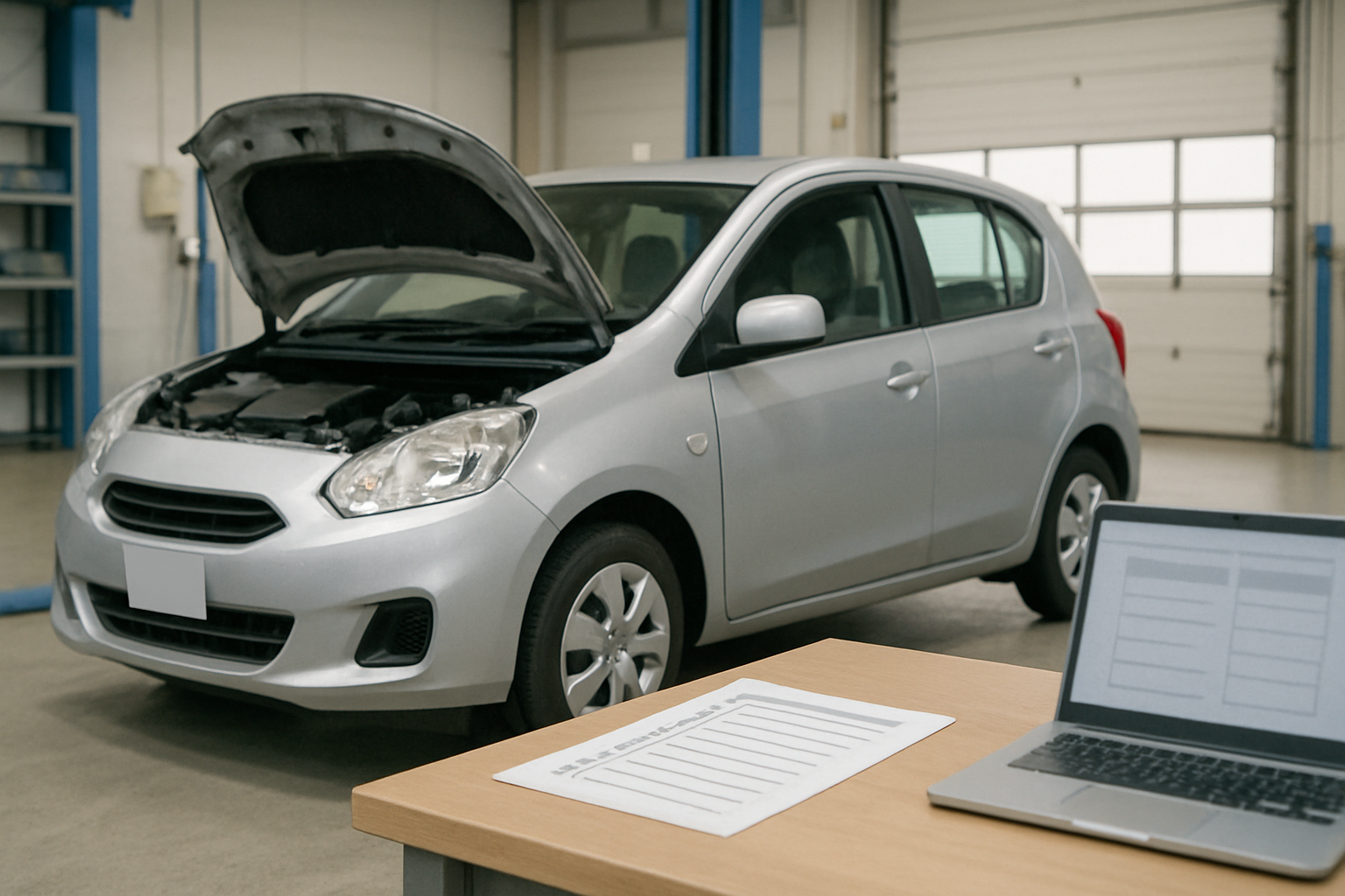 車の契約書や書類を確認しトラブルを未然に防ぐ注意喚起のイメージ