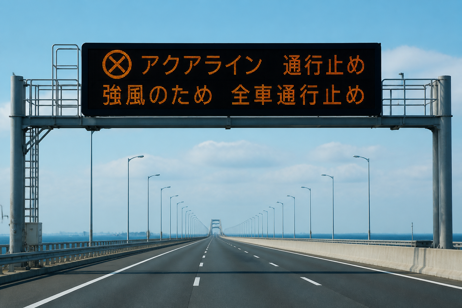 高速道路の道路情報掲示板に表示される交通規制メッセージのイメージ写真
